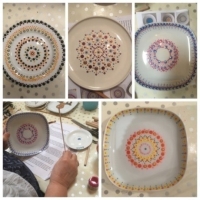 Dotpainting op servies